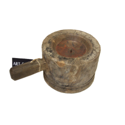 Świecznik drewniany w starym stylu z uchwytem XL